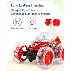 Babyhug Remote Control 360 Degree Twisting Stunt Red Car| 1:24 Scale Rechargeable Car with Lights| Gifting Car for 4 years + Kids| BIS Certified