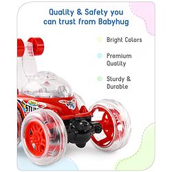 Babyhug Remote Control 360 Degree Twisting Stunt Red Car| 1:24 Scale Rechargeable Car with Lights| Gifting Car for 4 years + Kids| BIS Certified