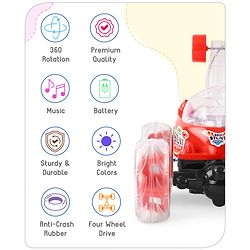 Babyhug Remote Control 360 Degree Twisting Stunt Red Car| 1:24 Scale Rechargeable Car with Lights| Gifting Car for 4 years + Kids| BIS Certified