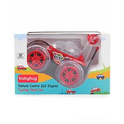 Babyhug Remote Control 360 Degree Twisting Stunt Red Car| 1:24 Scale Rechargeable Car with Lights| Gifting Car for 4 years + Kids| BIS Certified