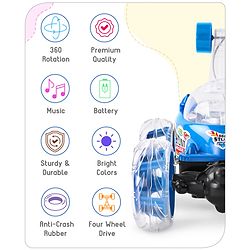 Babyhug Remote Control 360 Degree Twisting Stunt Red Car| 1:24 Scale Rechargeable Car with Lights| Gifting Car for 4 years + Kids| BIS Certified