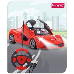 Babyhug Remote Control 1:16 Scale Openable Door Battery Operated Red Racing Car| USB-Cable Rechargeable Sports Car| High Speed Car with Long Lasting Battery and Bright LED Lights| BIS Certified| 3 Years+