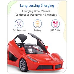 Babyhug Remote Control 1:16 Scale Openable Door Battery Operated Red Racing Car| USB-Cable Rechargeable Sports Car| High Speed Car with Long Lasting Battery and Bright LED Lights| BIS Certified| 3 Years+