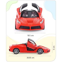Babyhug Remote Control 1:16 Scale Openable Door Battery Operated Red Racing Car| USB-Cable Rechargeable Sports Car| High Speed Car with Long Lasting Battery and Bright LED Lights| BIS Certified| 3 Years+