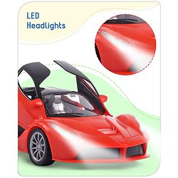 Babyhug Remote Control 1:16 Scale Openable Door Battery Operated Red Racing Car| USB-Cable Rechargeable Sports Car| High Speed Car with Long Lasting Battery and Bright LED Lights| BIS Certified| 3 Years+