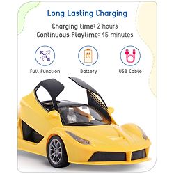 Babyhug Remote Control 1:16 Scale Openable Door Battery Operated Red Racing Car| USB-Cable Rechargeable Sports Car| High Speed Car with Long Lasting Battery and Bright LED Lights| BIS Certified| 3 Years+