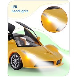 Babyhug Remote Control 1:16 Scale Openable Door Battery Operated Red Racing Car| USB-Cable Rechargeable Sports Car| High Speed Car with Long Lasting Battery and Bright LED Lights| BIS Certified| 3 Years+