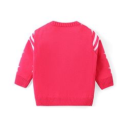 Babyhug Knitted Full Sleeves Sweater Set with Star & Striped Design - Dark Pink