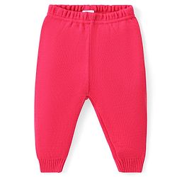 Babyhug Knitted Full Sleeves Sweater Set with Star & Striped Design - Dark Pink