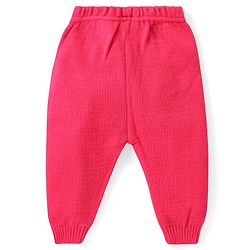 Babyhug Knitted Full Sleeves Sweater Set with Star & Striped Design - Dark Pink