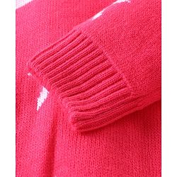Babyhug Knitted Full Sleeves Sweater Set with Star & Striped Design - Dark Pink