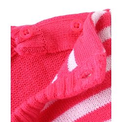 Babyhug Knitted Full Sleeves Sweater Set with Star & Striped Design - Dark Pink