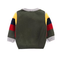 Babyhug Knitted Full Sleeved Pullover Striped Sweater Set - Multicolour