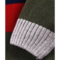 Babyhug Knitted Full Sleeved Pullover Striped Sweater Set - Multicolour