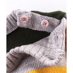 Babyhug Knitted Full Sleeved Pullover Striped Sweater Set - Multicolour