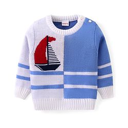 Babyhug Knitted Full Sleeves Sweater Set with Boat Design - Multicolour