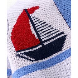 Babyhug Knitted Full Sleeves Sweater Set with Boat Design - Multicolour