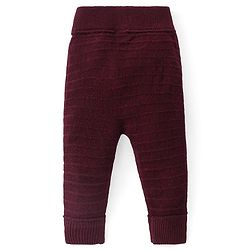 Babyhug Full Length Fleece & Sweater Knit  Woollen Pant with Text Embroidery Solid Colour - Red