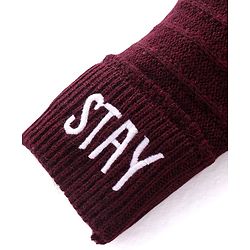 Babyhug Full Length Fleece & Sweater Knit  Woollen Pant with Text Embroidery Solid Colour - Red