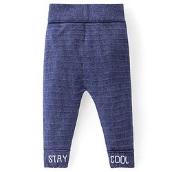 Babyhug Full Length Fleece & Sweater Knit  Woollen Pant with Text Embroidery Solid Colour - Red