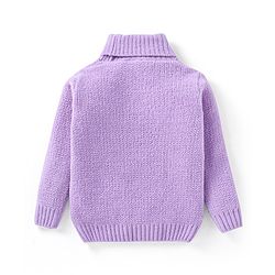 Babyhug Knitted Full Sleeves Turtle Neck Pullover Sweater With Butterfly Patch - Lilac