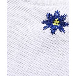 Babyhug Knitted Full Sleeves Pullovers Sweater With Floral Design - Offwhite