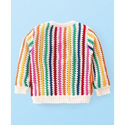 Babyhug Knitted Full Sleeves Striped Pullover Sweater- Multicolor