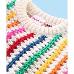 Babyhug Knitted Full Sleeves Striped Pullover Sweater- Multicolor