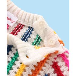Babyhug Knitted Full Sleeves Striped Pullover Sweater- Multicolor