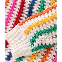 Babyhug Knitted Full Sleeves Striped Pullover Sweater- Multicolor