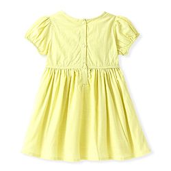Babyhug Cotton Woven Puffed Sleeves Frock with Floral Embroidery & Lace Detailing - Yellow