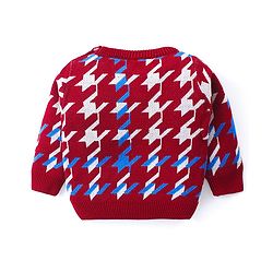 Babyhug Knitted Full Sleeves Sweater Set with Design - Red