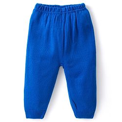 Babyhug Knitted Full Sleeves Sweater Set with Floral Design - Blue