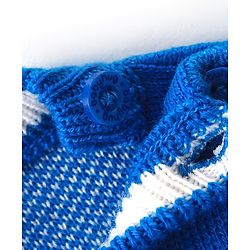 Babyhug Knitted Full Sleeves Sweater Set with Floral Design - Blue