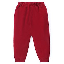 Babyhug Knitted Full Sleeves Sweater Set with Christmas Design - Red