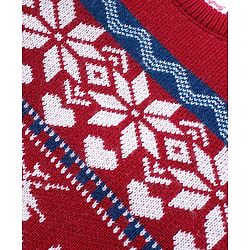 Babyhug Knitted Full Sleeves Sweater Set with Christmas Design - Red