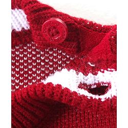Babyhug Knitted Full Sleeves Sweater Set with Christmas Design - Red