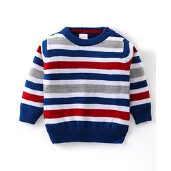 Babyhug Knit Full Sleeves Sweater Set with Stripes Design - Blue