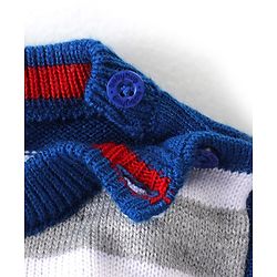 Babyhug Knit Full Sleeves Sweater Set with Stripes Design - Blue
