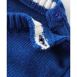Babyhug Knitted Full Sleeves Pullover Sweater with Stripes & Colour Block Design - Blue White & Orange