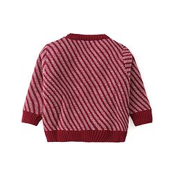 Babyhug Knitted Full Sleeves Pullovers Striped Sweater -Red