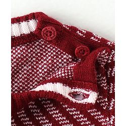 Babyhug Knitted Full Sleeves Pullovers Striped Sweater -Red