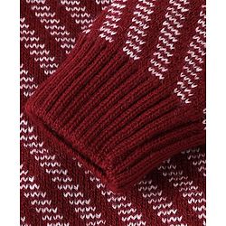 Babyhug Knitted Full Sleeves Pullovers Striped Sweater -Red