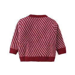 Babyhug Knitted Full Sleeves Pullovers Striped Sweater -Red
