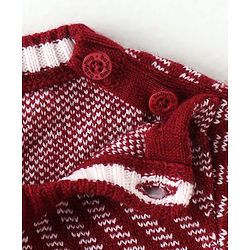 Babyhug Knitted Full Sleeves Pullovers Striped Sweater -Red