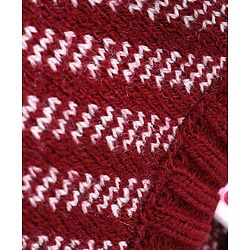 Babyhug Knitted Full Sleeves Pullovers Striped Sweater -Red