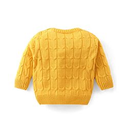 Babyhug Knitted Full Sleeves Designed Pullover Sweater - Yellow
