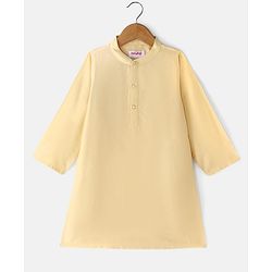 Babyhug Cambric Woven Full Sleeves Solid Kurta With Coordinating Dhoti & Angavastram -  Offwhite