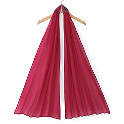 Babyhug Woven  Singlet Sleeves  Mirror Work & Embroidered  Kurti Gharara Set with Dupatta  - Red