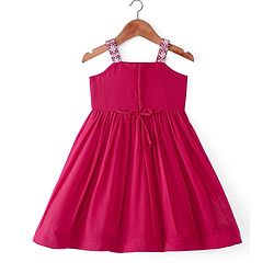 Babyhug Woven Sleeveless  Full Length Sequin Embroidered Ethnic Dress - Dark Pink